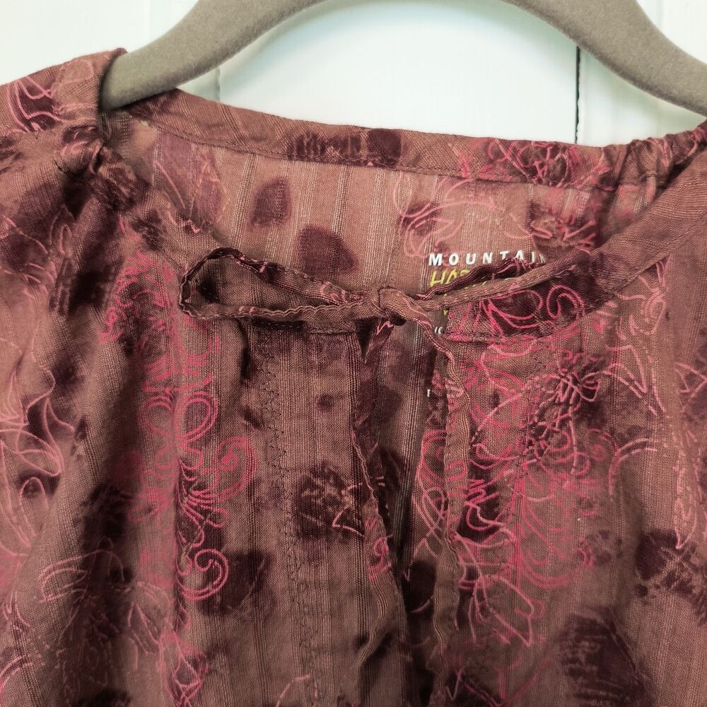 Mountain Hardwear Womens Top 12 Purple Pink Floral Cotton Button-up Office - Picture 3 of 13